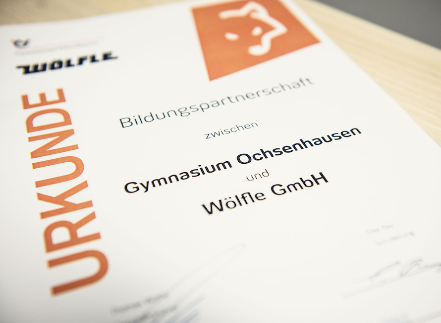Urkunde-Bildungspartnerschaft-GymnasiumOchsenhausen-WölfleGmbh